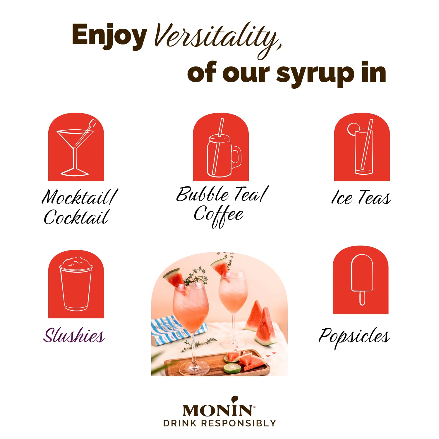 Monin Watermelon Syrup - 700ml Premium Concentrate | Vegan & Allergen-Free 3