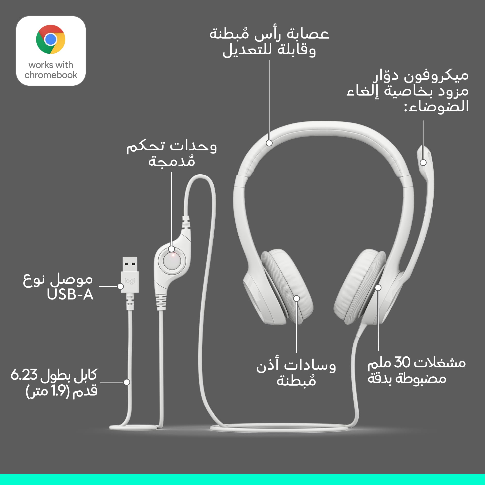 Logitech H390 Wired Headset for PC/Laptop - Digital Stereo Sound | Noise Cancelling Mic | USB-A 6