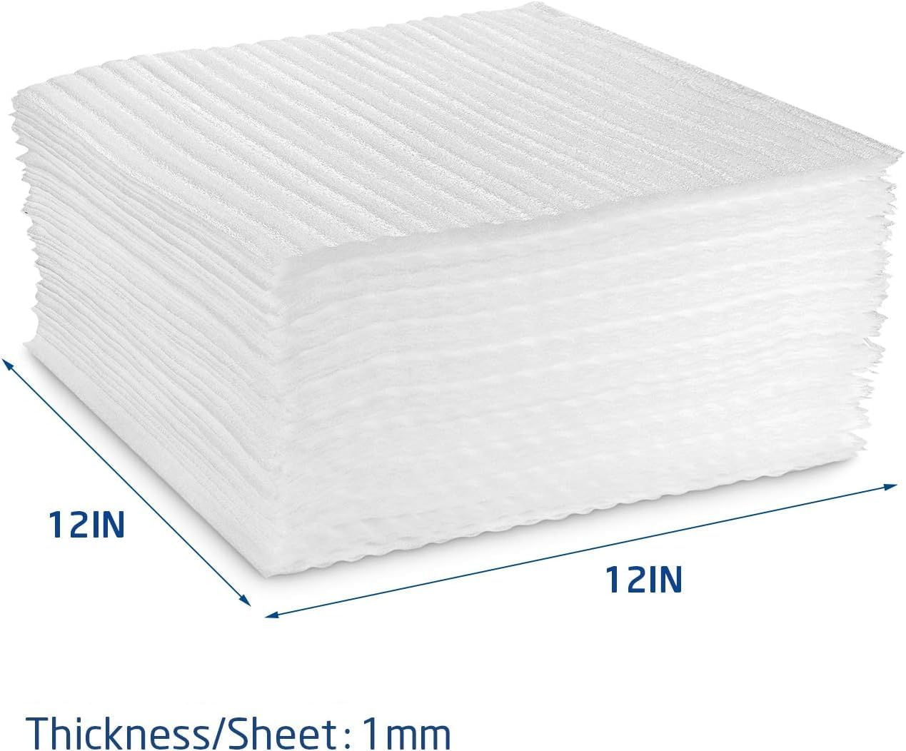 ASelected Cushion Foam Sheets - 50 Count Pre-Cut Wrap Protection | 12' x 12' | White