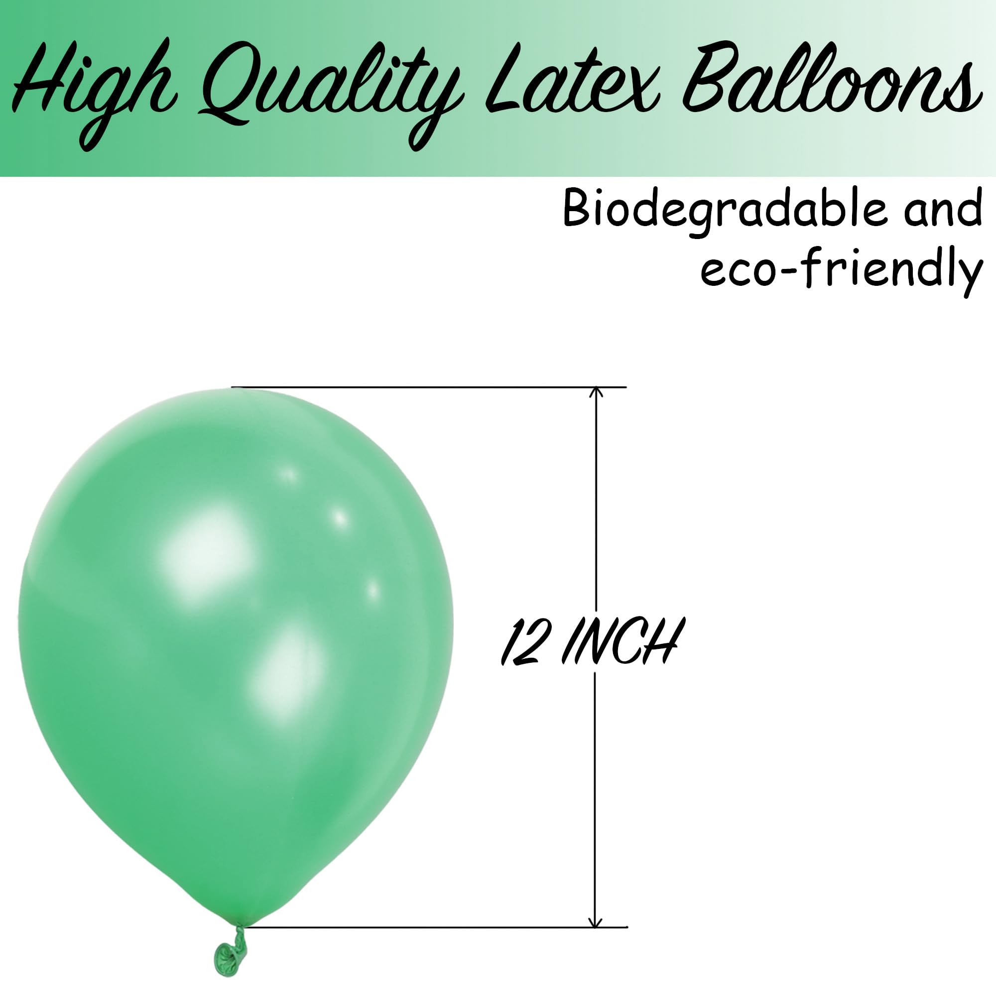 SHATCHI Green Latex Balloons - 25 Pack, 12 Inch Thick, Biodegradable for Parties & Events 3