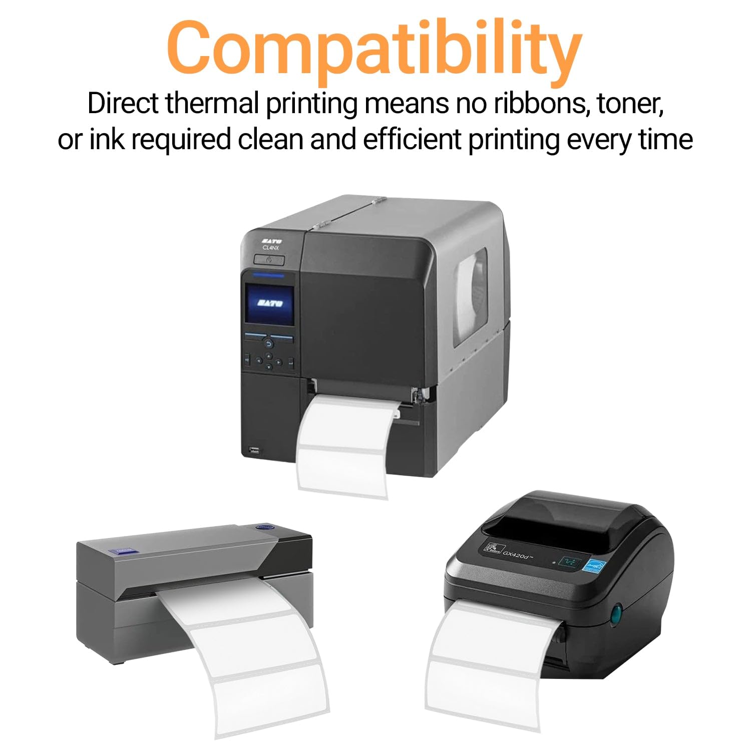 eCompostable Direct Thermal Printer Labels - 50mm x 25mm, 1000 Roll, Self-Adhesive Perforated 5