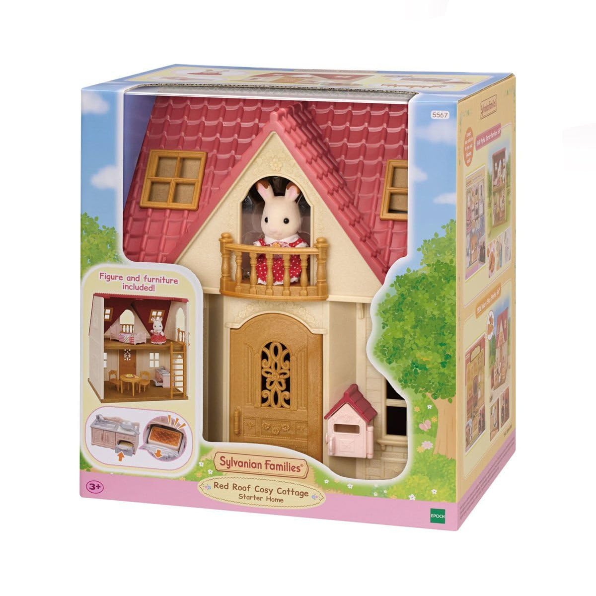 Sylvanian Families Red Roof Cosy Cottage Dollhouse with Chocolate Rabbit Girl Figure | Ages 3+ 4