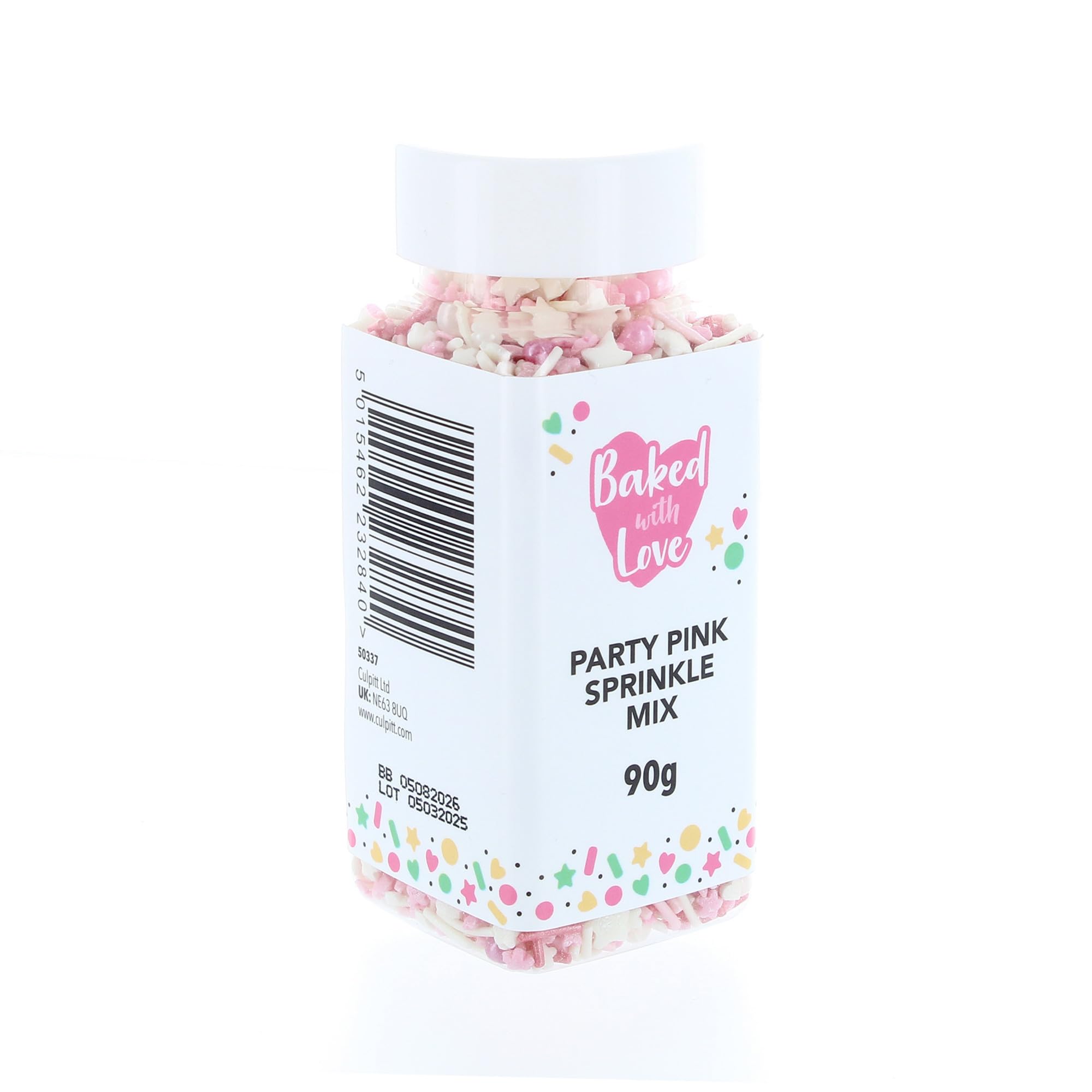 Baked with Love Pink Sprinkles - Pink & White Sugar Mix | 90g Resealable Bottle 6