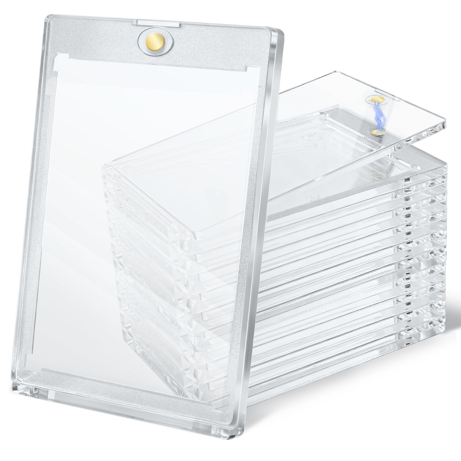 MOXYOY 10 PCS Magnetic Card Holder - 35PT Thickness Hard Acrylic Sleeves