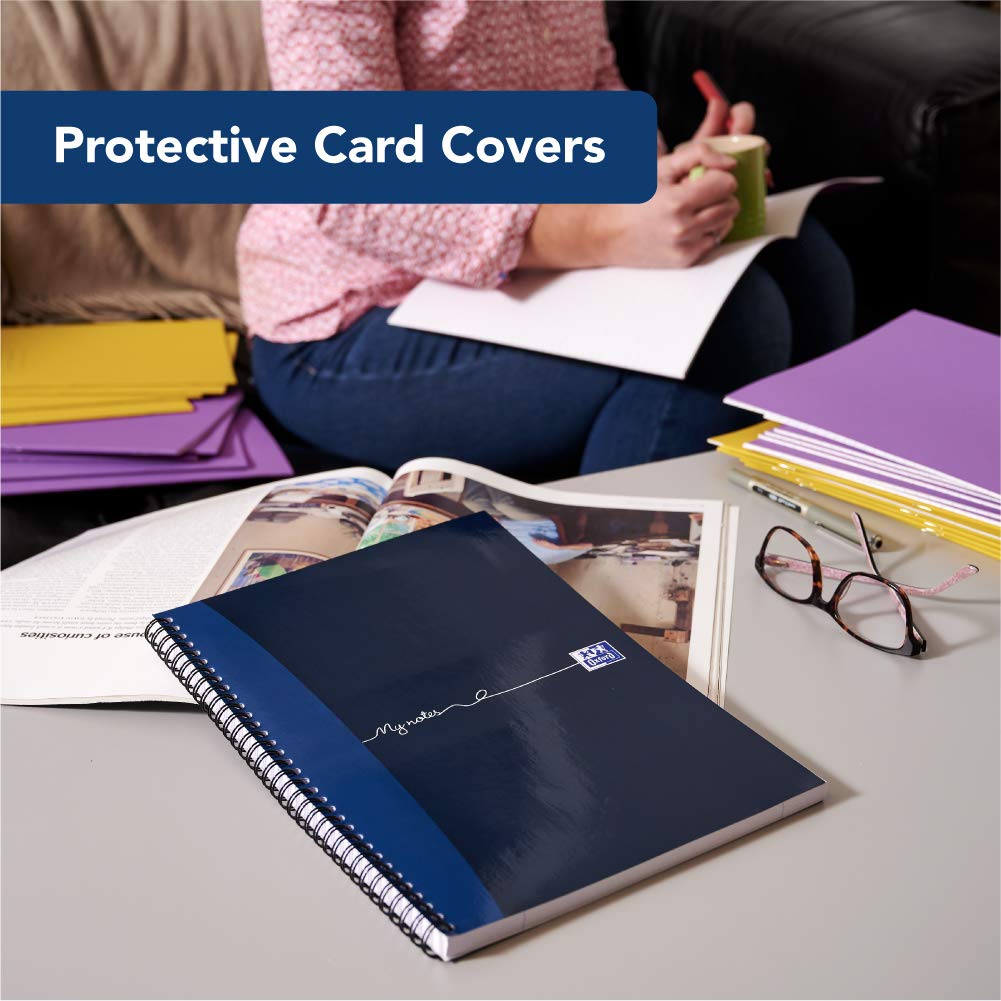 Oxford My Notes A4 Wirebound Notebook, 200 Page, 8mm Lined with Margin, Navy (Pack of 3) 3