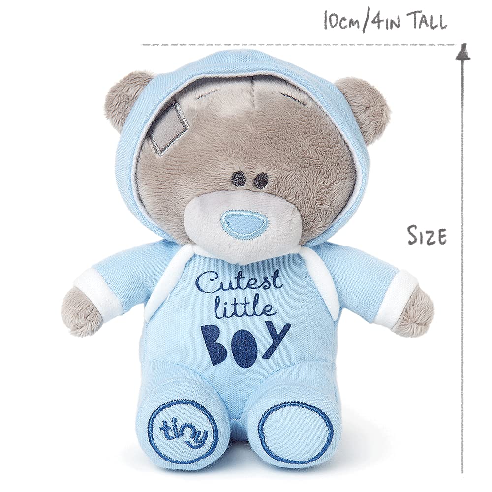 Me To You Tiny Tatty Teddy 'Cutest Little Boy' Bear in Blue Baby Grow | 10cm Stuffed Toy 3