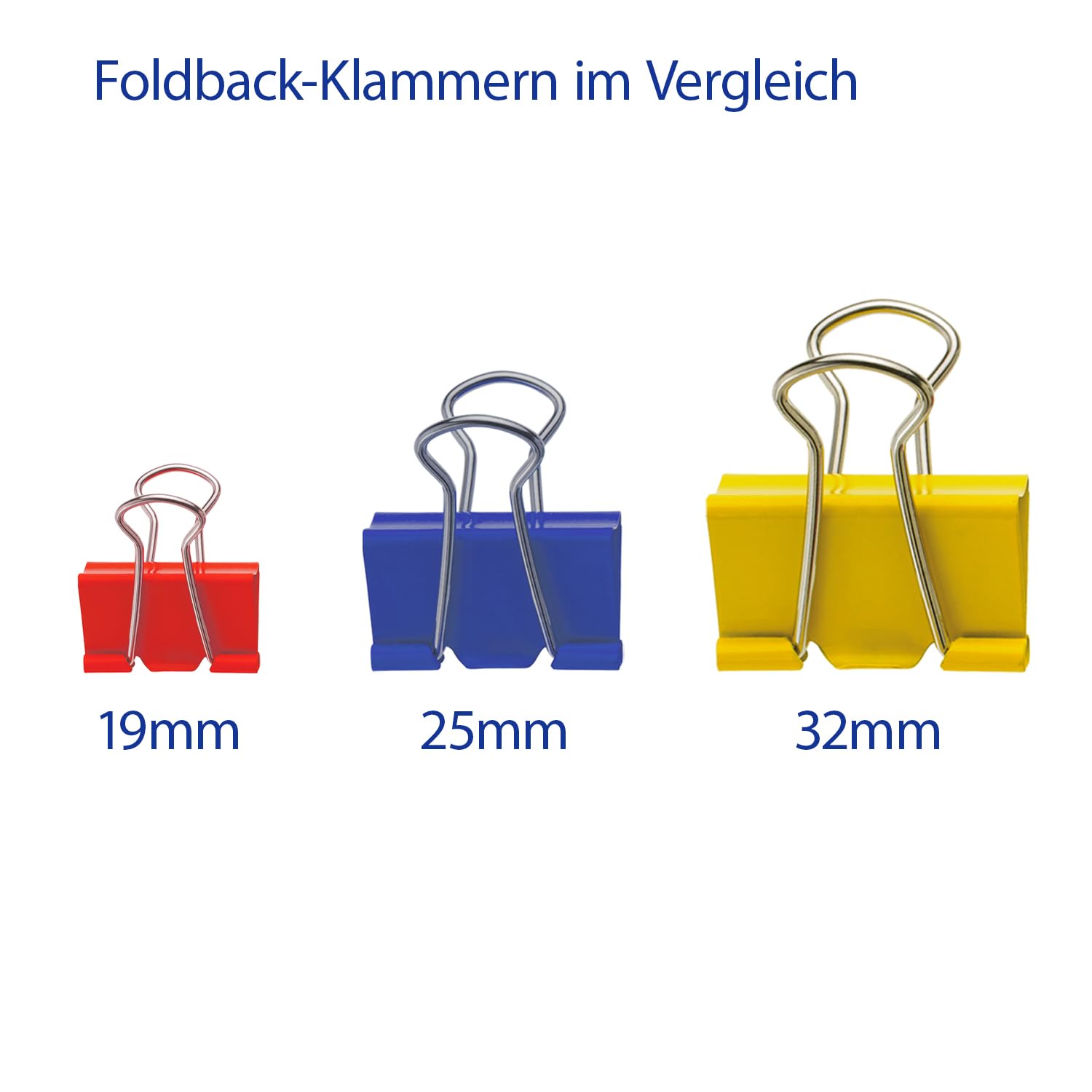 Westcott Metal Foldback Clips - 12 Pack Assorted Sizes (19mm, 25mm, 32mm) | Mix Colors 4