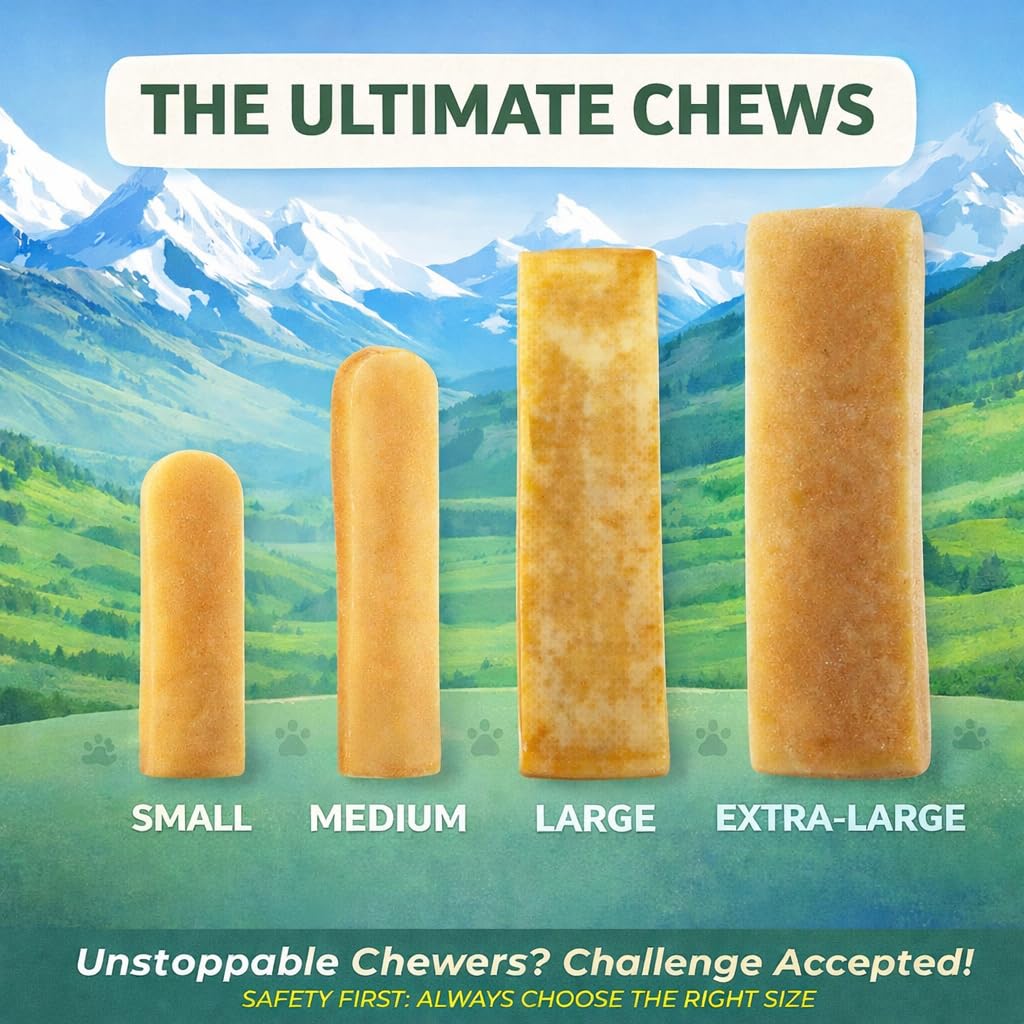 SUPA PAWS Yak Cheese Dental Sticks - High Protein | Grain-Free | All Dog Sizes | 6 Pieces Small Yak Chews 6