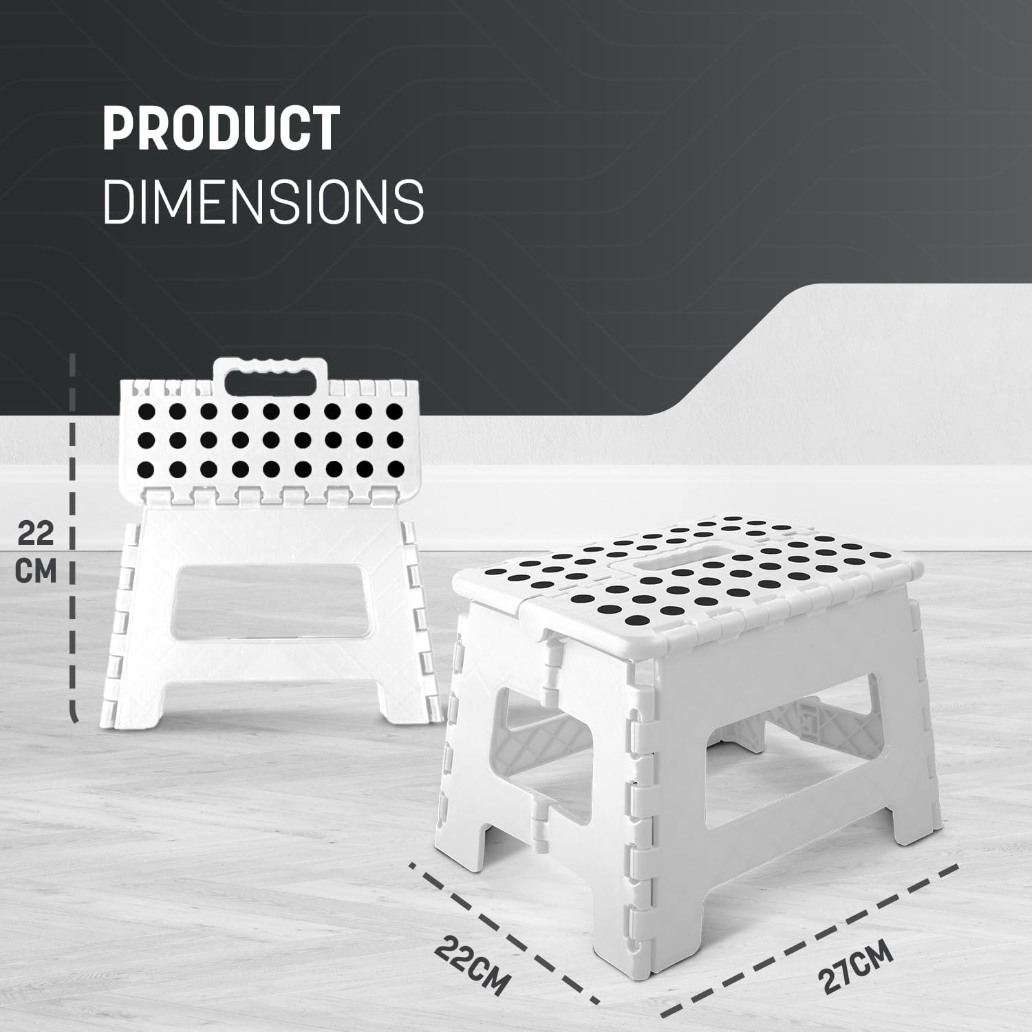 KEPLIN Folding Step Stool - 9 Inch Height | 150kg Capacity | White Plastic 2