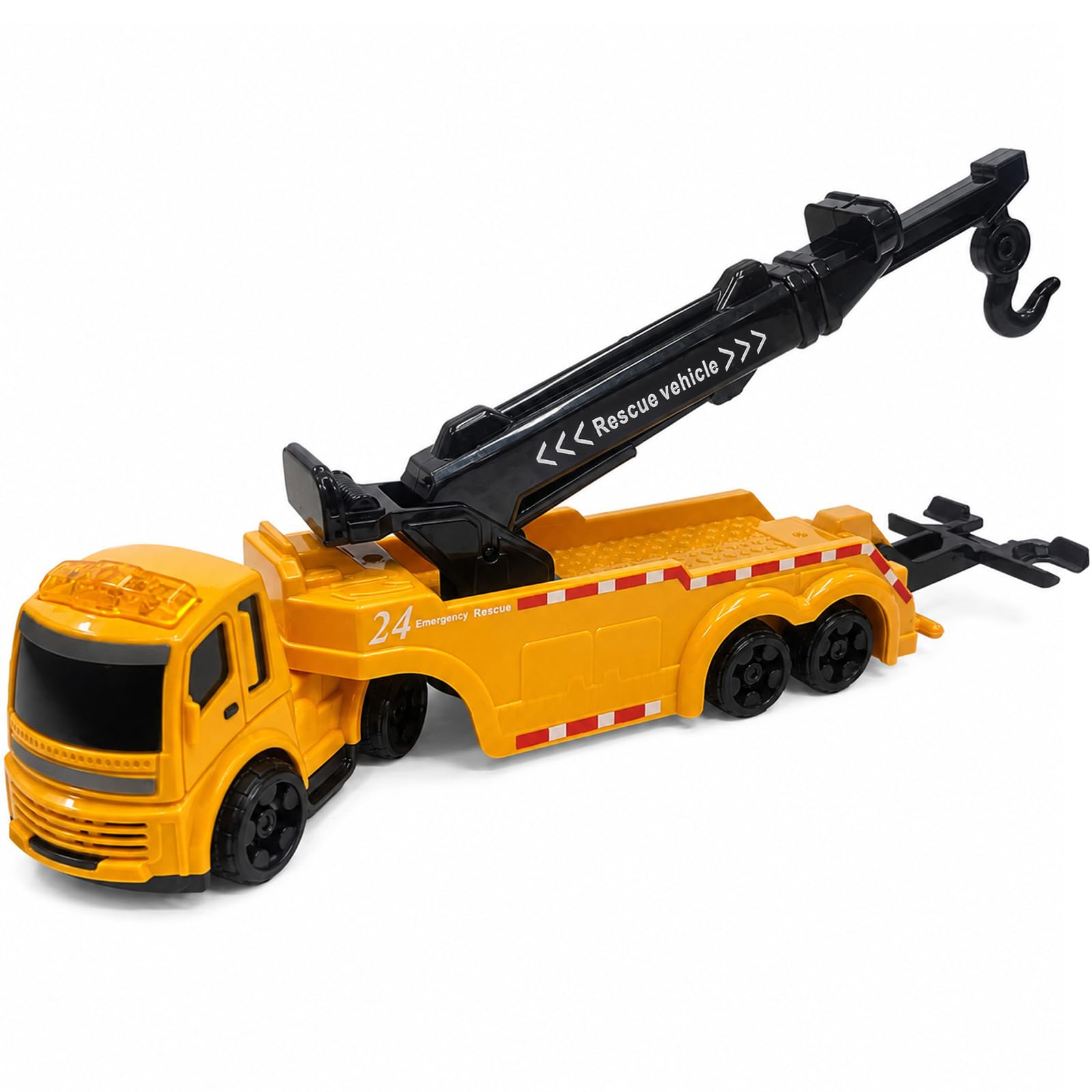 GizmoVine Tow Truck Toy - 26cm Metal Rescue Vehicle with 360° Rotating Crane Boom | Ages 3-10 1