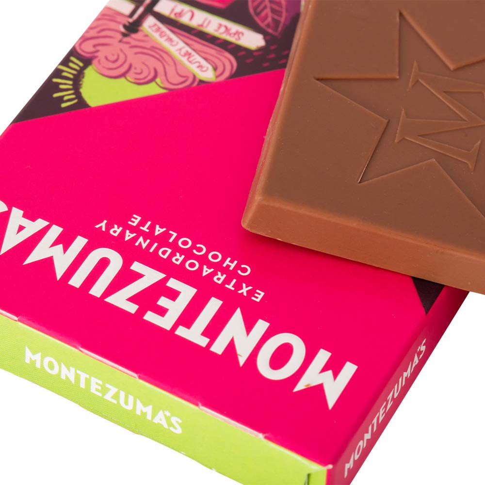 Montezuma - Hot Pickle 37% Kakao Milchschokolade mit Chili &amp; Limette, Bio Glutenfreier Riegel (90g)