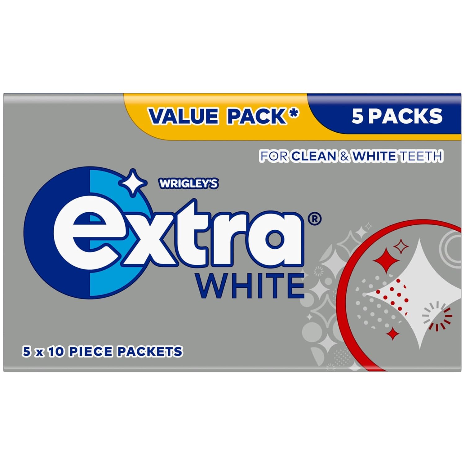 Extra - Weißer Kaugummi zuckerfrei (5 x 10 Stück)
