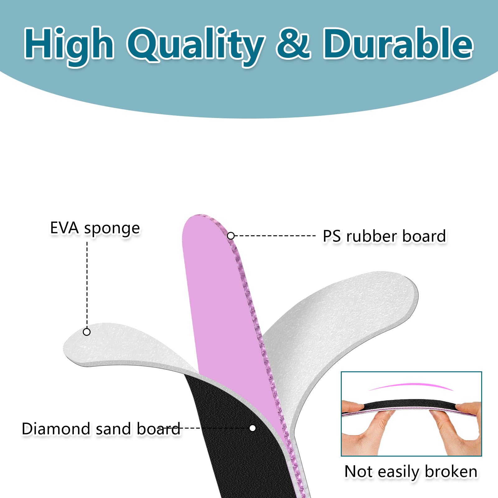 elzle Professional Nail Files Set - 10 Pcs Double-Sided 100/180 Grit Emery Board 3