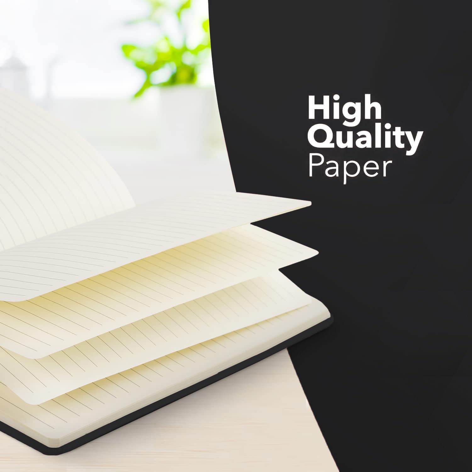 delka A4 Notebook - Vegan Leather Hard Cover | 160 Pages Ruled | Black 6
