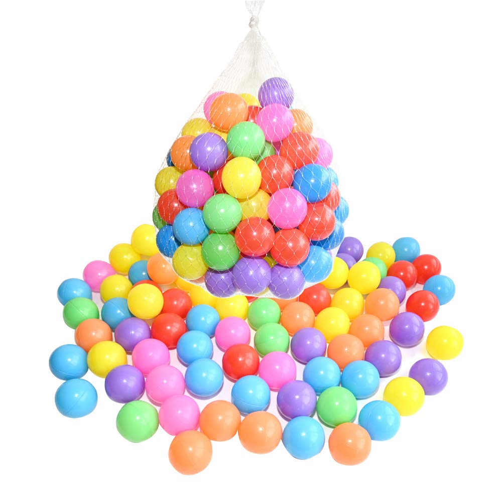 RAM ONLINE 100 Pack Plastic Ball Pit Balls - 6cm Diameter, Multi-Colored