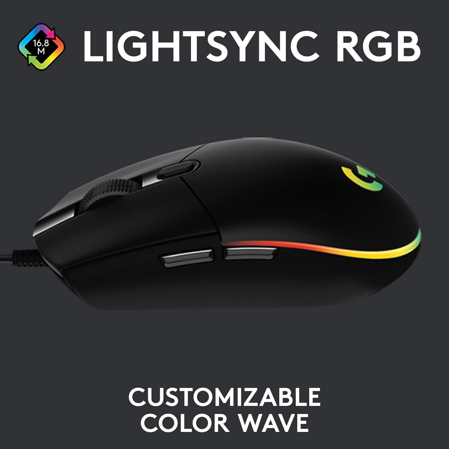 Logitech G203 LIGHTSYNC Gaming Mouse with Customizable RGB Lighting, 6 Programmable Buttons, Gaming Grade Sensor, 8K DPI Tracking, Lightweight - Black 3