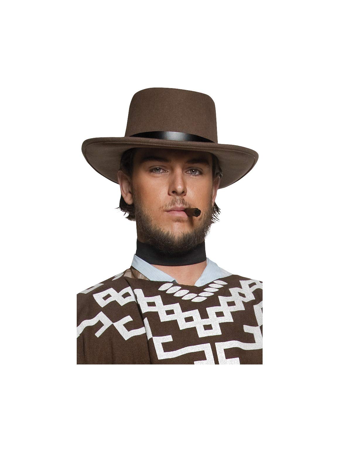 Smiffys Authentic Western Wandering Gunman Hat - Brown/Black Rim | Adult Size | Plastic