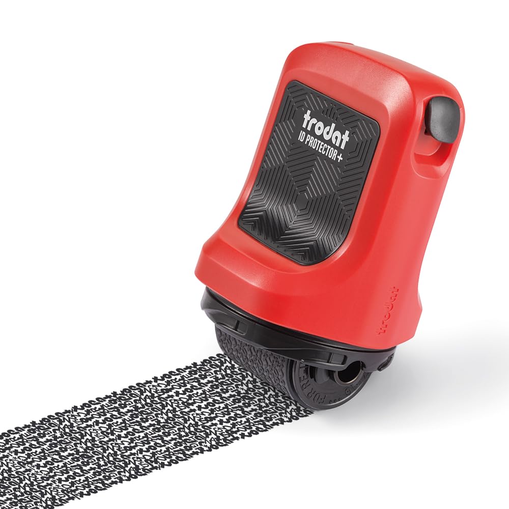 Trodat ID Protector+ Identity Theft Protection Roller Stamp - 3-in-1 with Box/Letter Opener | 1 Inch Wide