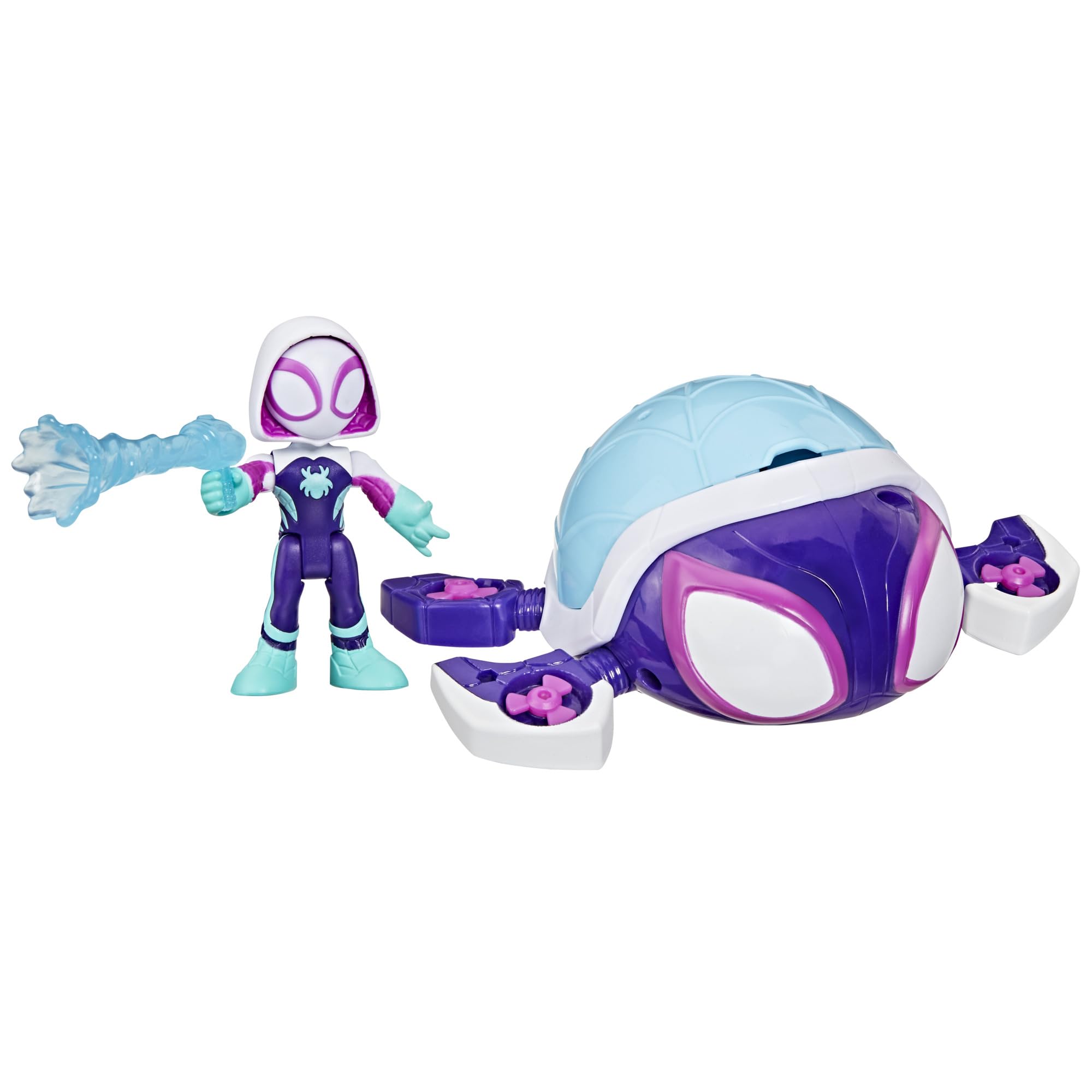 Spidey and His Amazing Friends Marvel Water-Webs Ghost Turtle Submarine Toy - Color-Change Eyes & Action Figure Playset