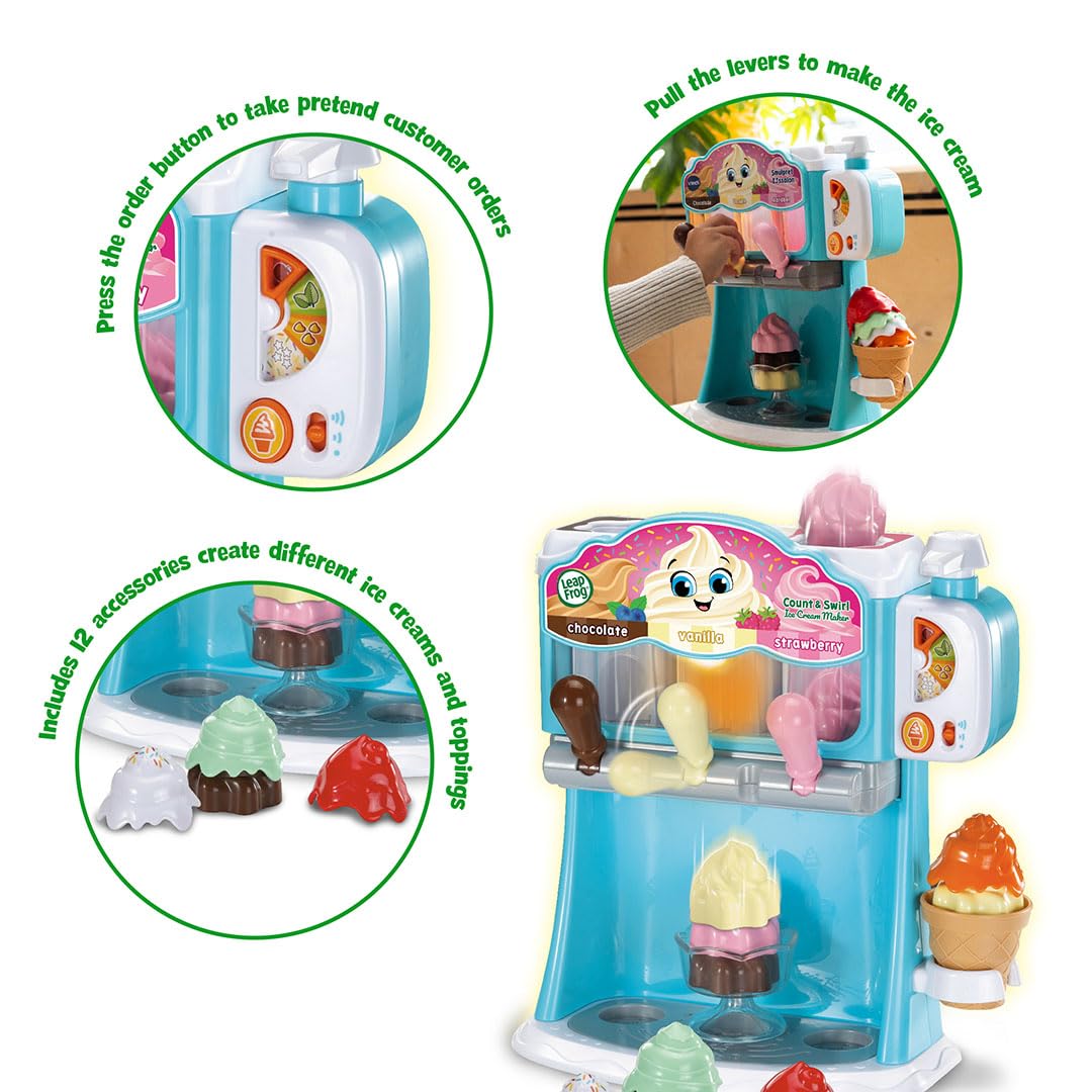 LeapFrog Count and Swirl Ice Cream Maker - Interactive Roleplay Toy for Ages 2-5