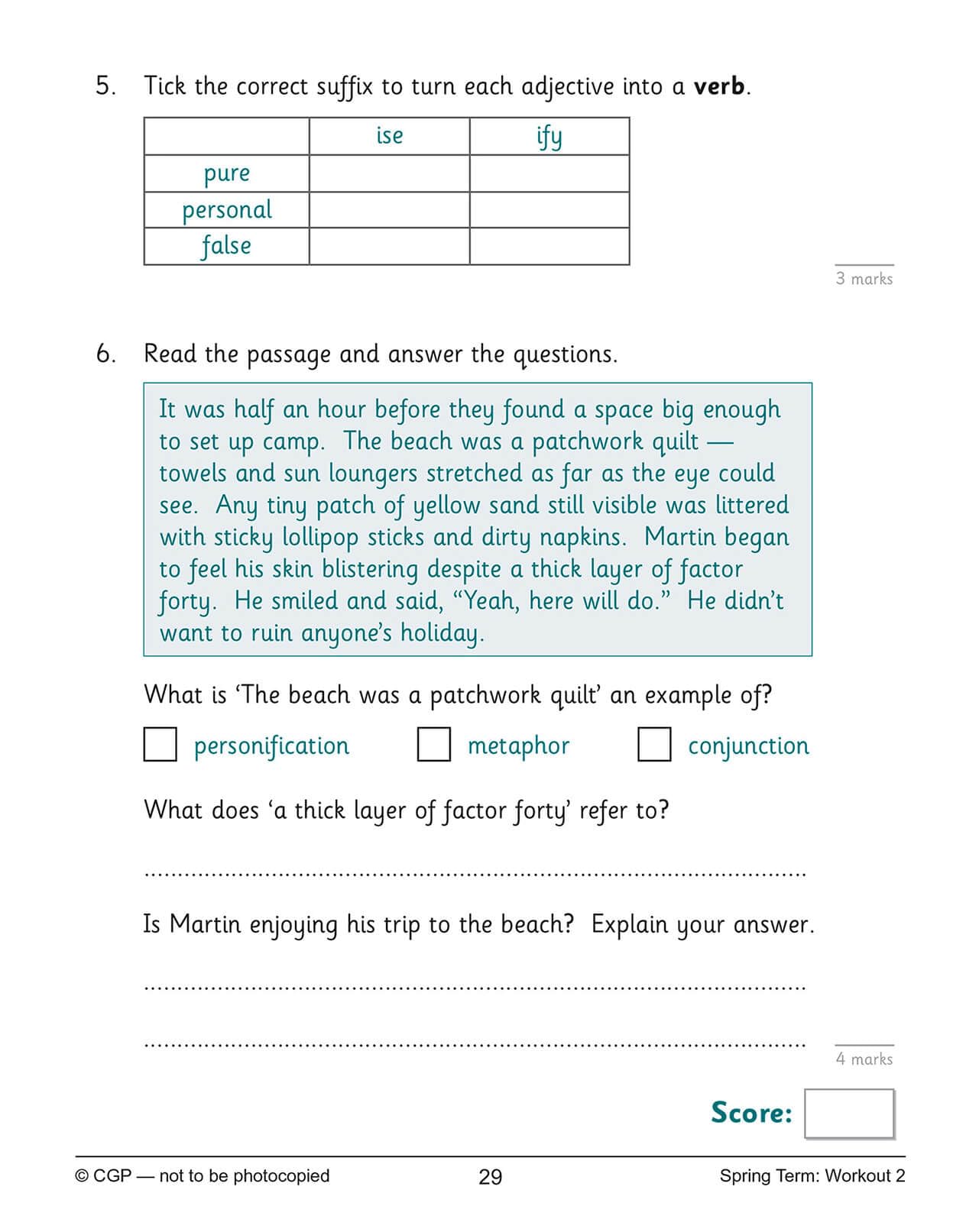 CGP KS2 English 10-Minute Weekly Workouts - Year 5 Study Aid | Paperback | English Language 5