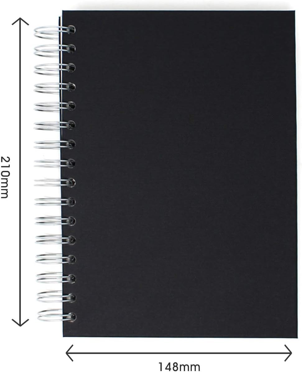 Artway Studio Skizzenbuch im A5-Format mit Spiralbindung – 170 g/m² Zeichenpapier, 48 Seiten, schwarzer Hardcover-Einband, silberne Spiralbindung 11