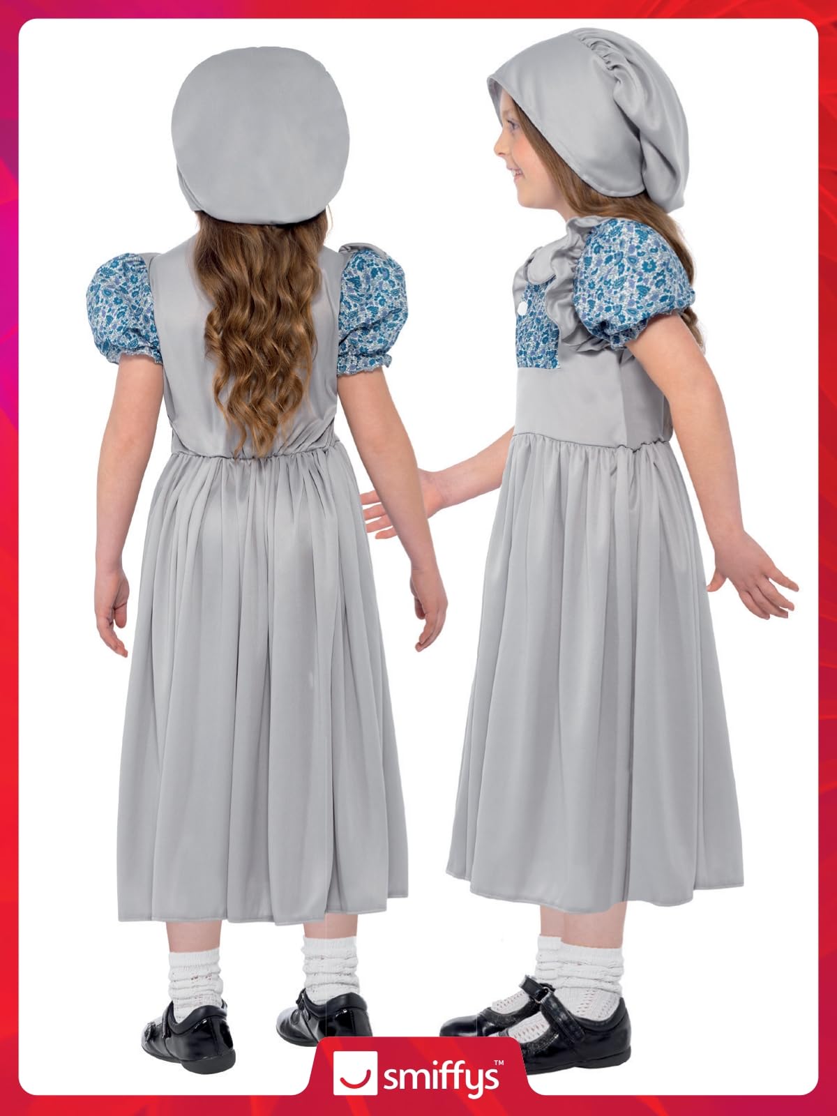 Smiffys Victorian School Girl Costume - Age 7-9 Years | Grey | Polyester 4