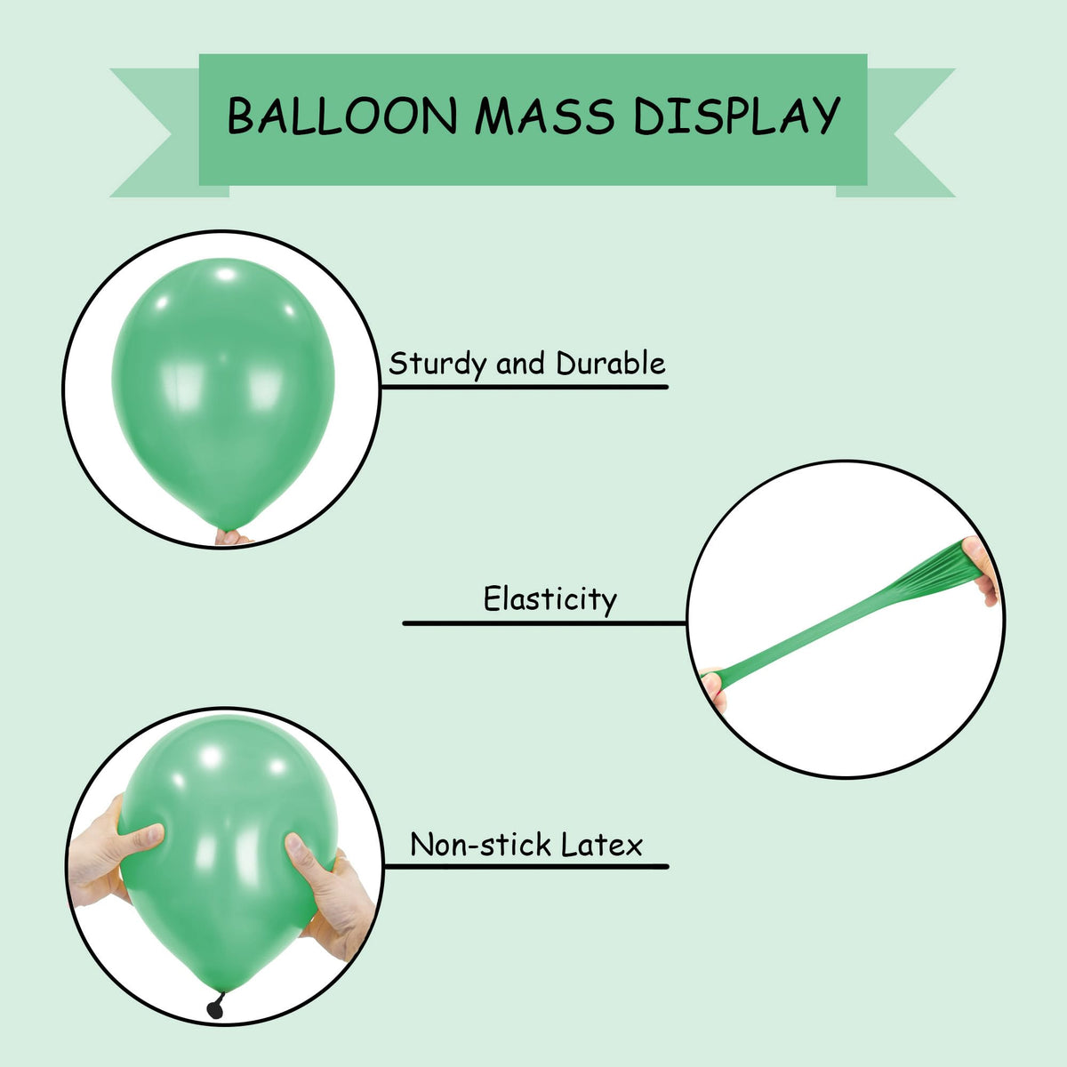 SHATCHI Green Latex Balloons - 25 Pack, 12 Inch Thick, Biodegradable for Parties & Events 4