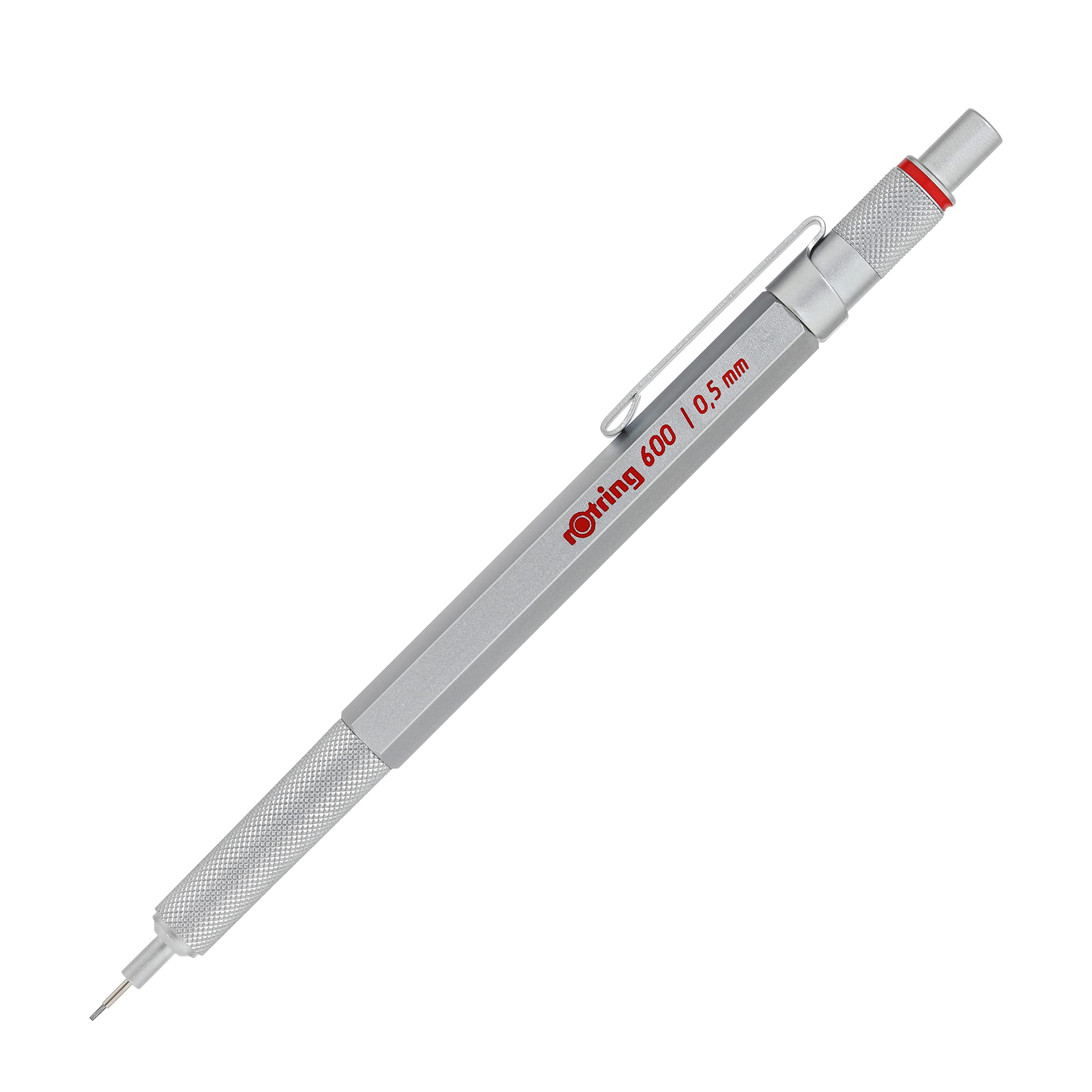 rOtring 600 Mechanical Pencil - 0.5 mm Line Size | Silver All-Metal Body | Knurled Grip