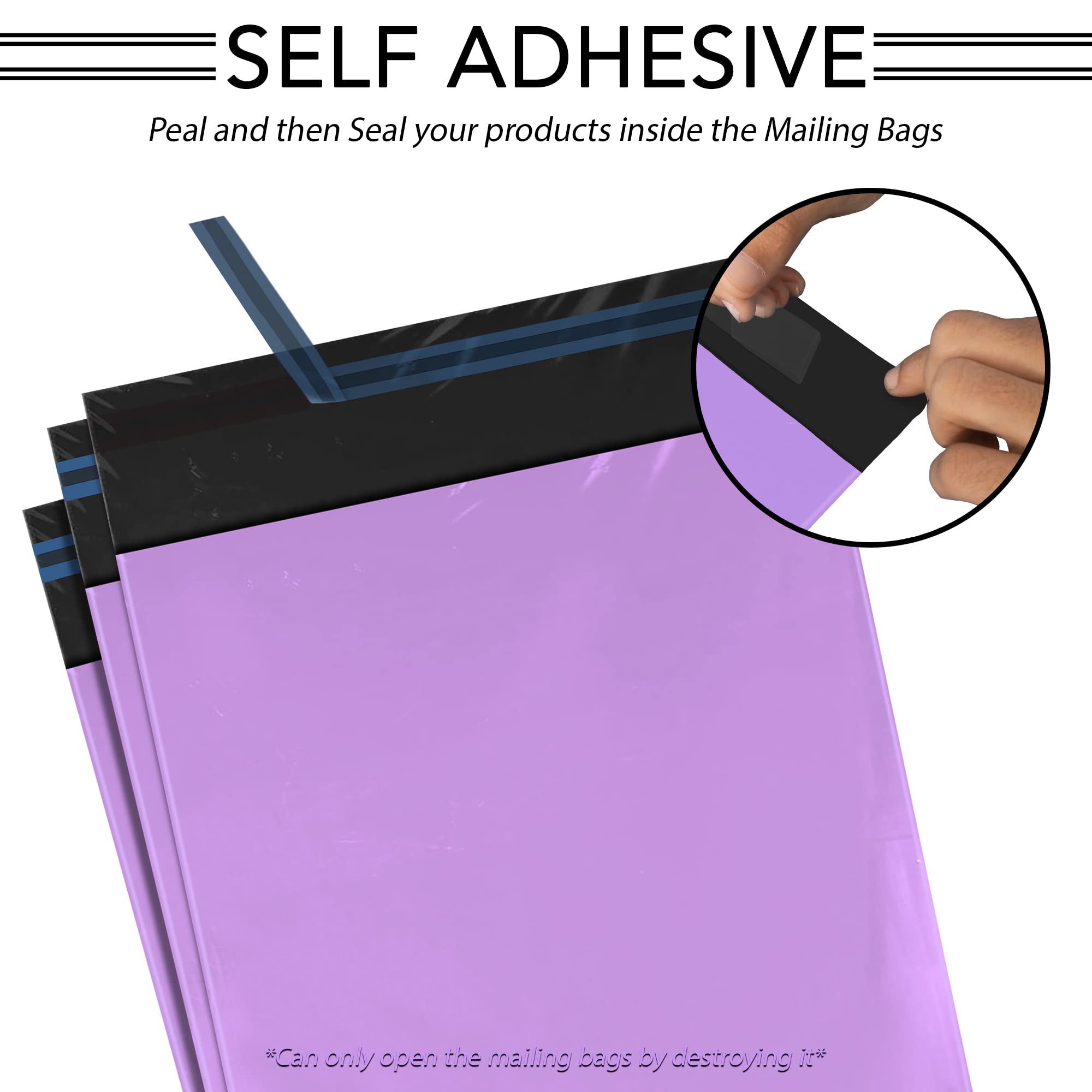 iSOUL 100 Mixed Mailing Poly Postal Self Seal Bags | 4 Sizes (6x9 to 12x16) | Purple