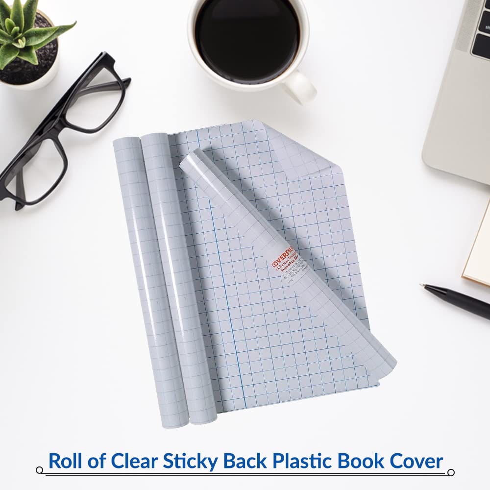 1ABOVE Premium Clear Sticky Back Plastic Book Cover Roll - 50CM x 10M | Durable Plastic Film 3