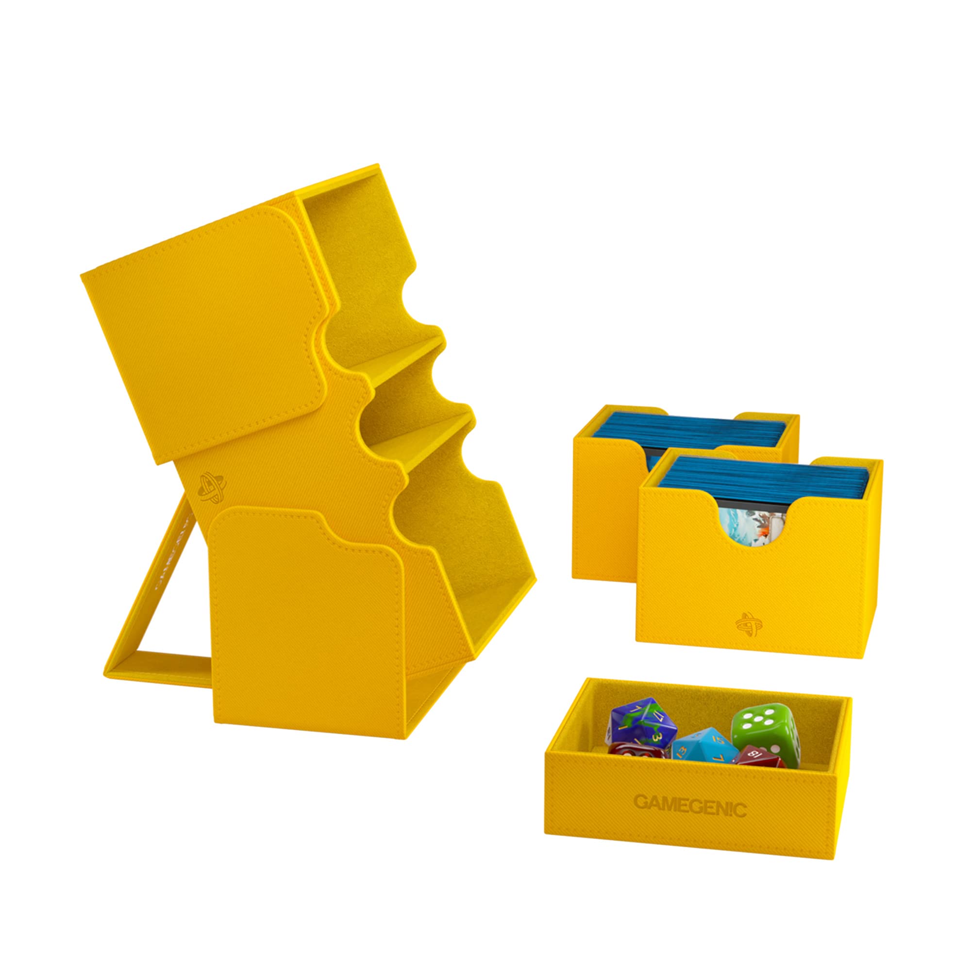 Gamegenic Stronghold 200+ XL Convertible Card Box - Yellow | XL Size | 3 Compartments 3