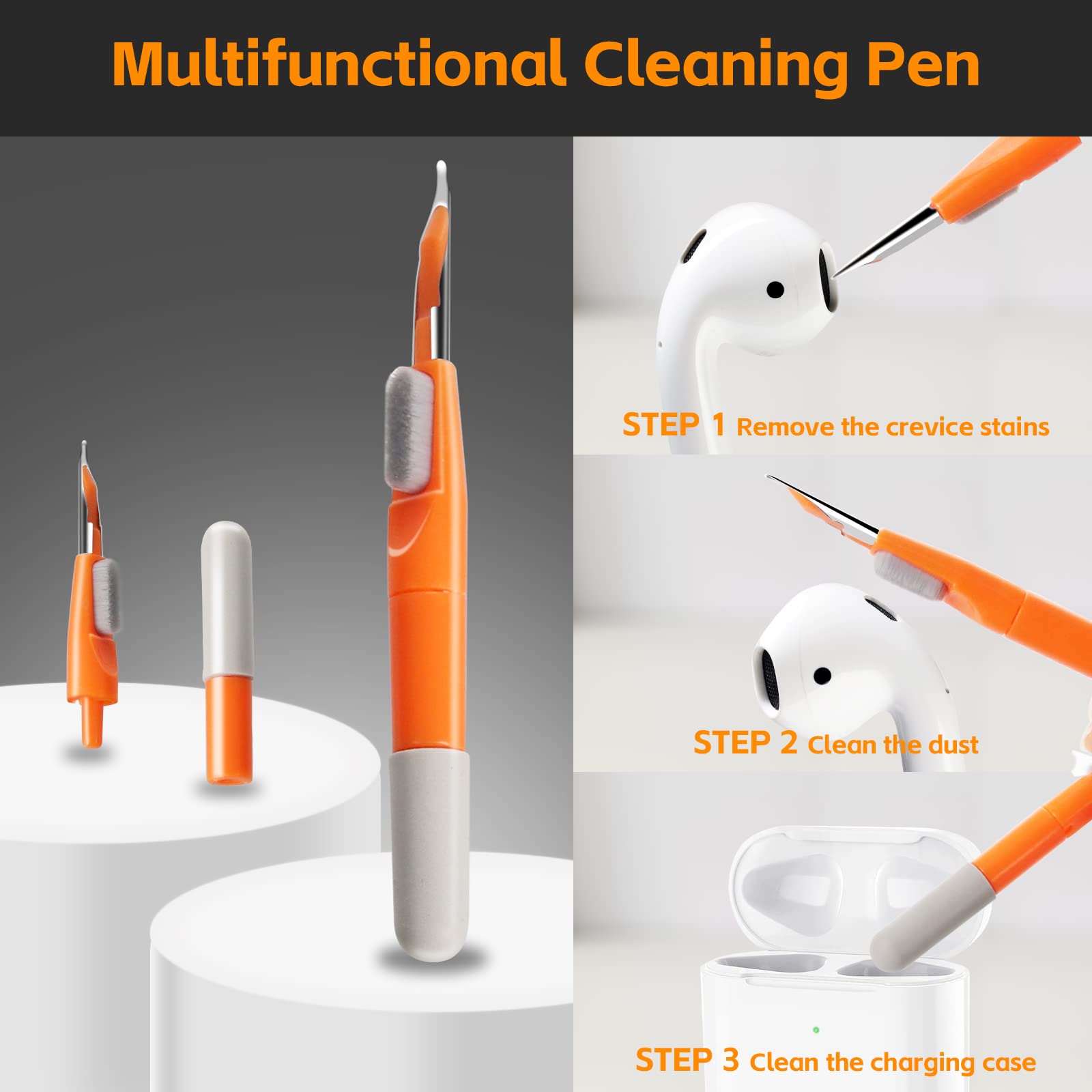 Alyvisun 11 in 1 Multifunctional Keyboard Cleaning Kit for Electronics | Orange 4