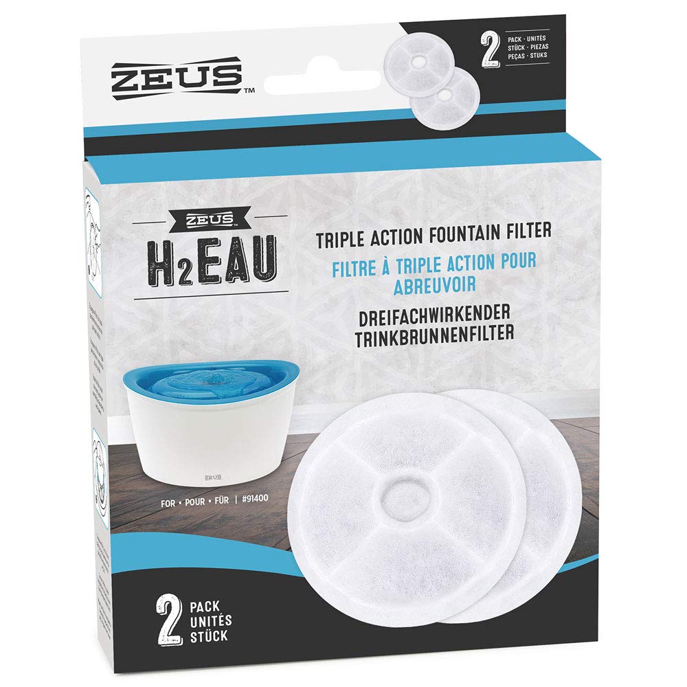 Zeus H2EAU Fountain Replacement Filters - Pack of 2 | Removes Odor & Sediment