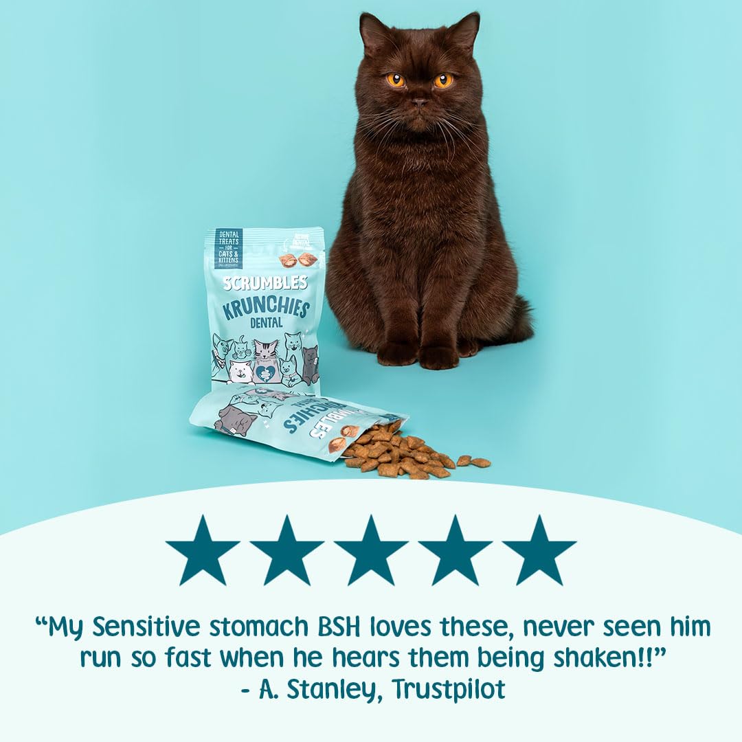 Scrumbles Dental Krunchies Cat Treats - Clinically Proven Plaque Reduction | 60g Pouch