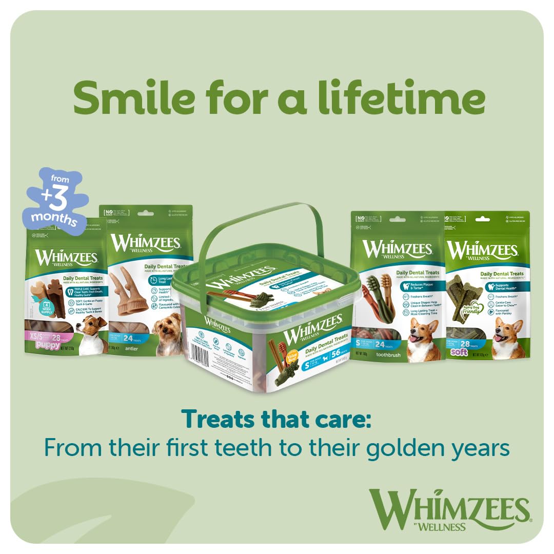 WHIMZEES Softer Dog Dental Stix - Size S, 28 Count | 35% Softer Chews for Seniors | Parsley Flavored 8