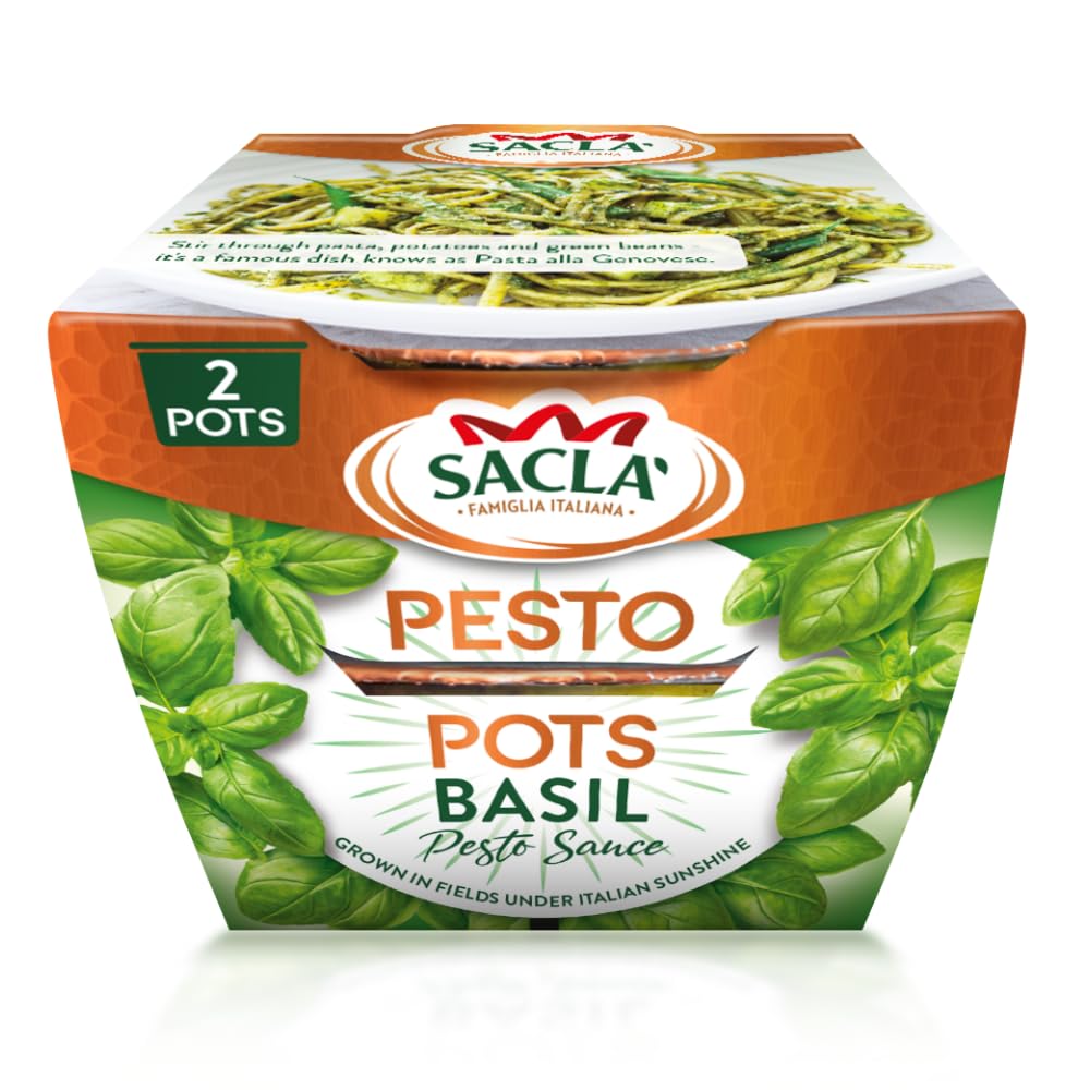 Sacla Classic Basil Pesto - Authentic Italian Flavor | 2 x 45g Pack
