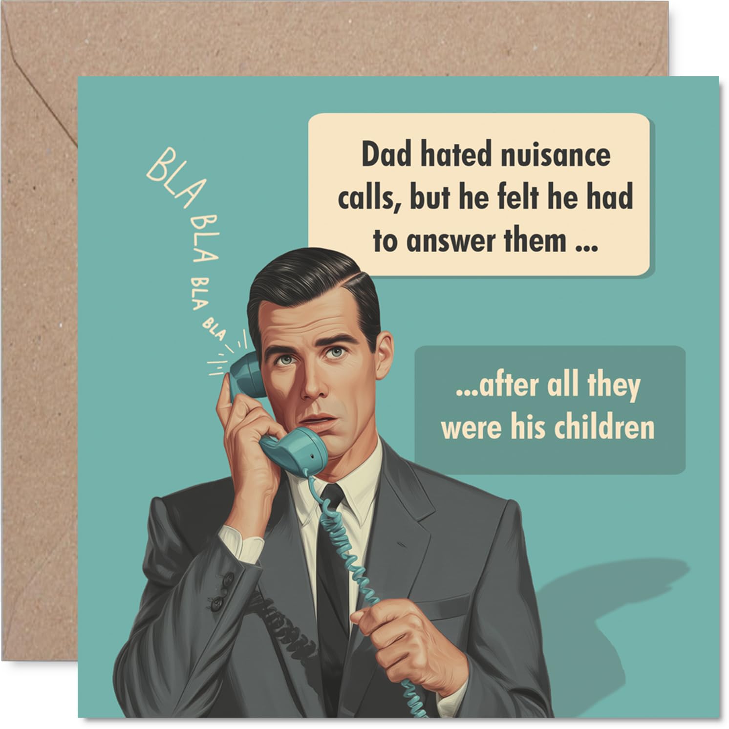 Stuff4 Funny Birthday Card for Dad - Vintage Wit Illustration | 145mm Square