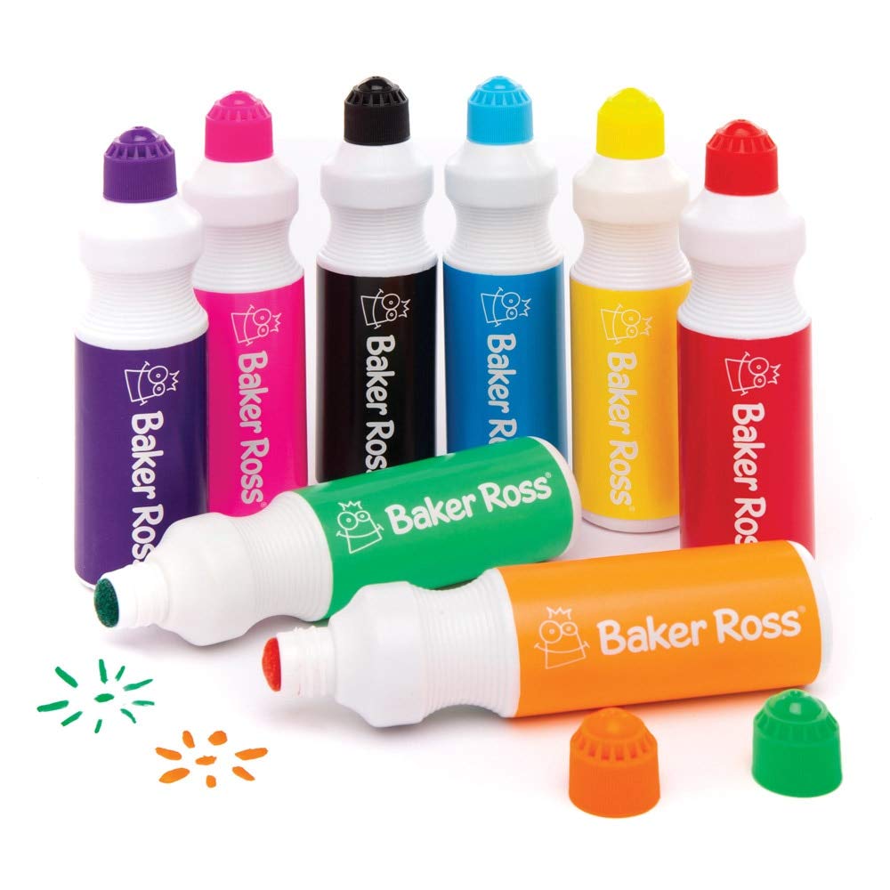 Baker Ross Jumbo Paint Markers - Pack of 8, Quick Drying, Easy Grip for Kids Ages 3+