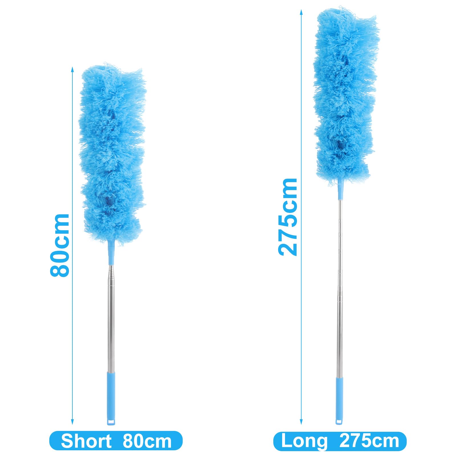 ASelected Extendable Microfiber Duster - Telescoping Stainless Steel Rod up to 275CM | Bendable Head