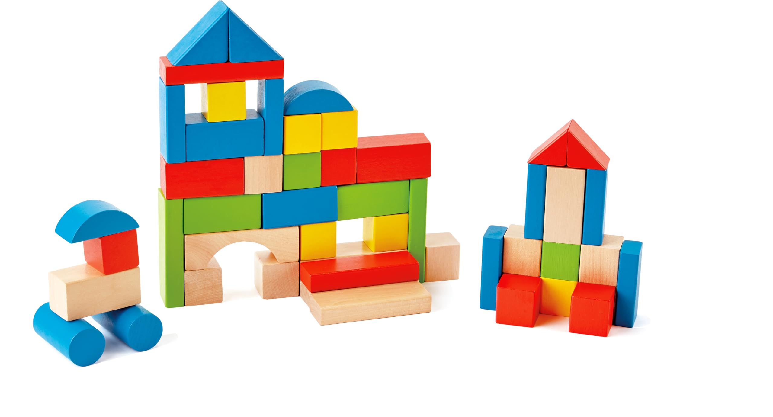 Hape Maple Blocks Wooden Building Blocks Set - 50 Pieces, Assorted Shapes & Colors | Ages 12M+ | E0409