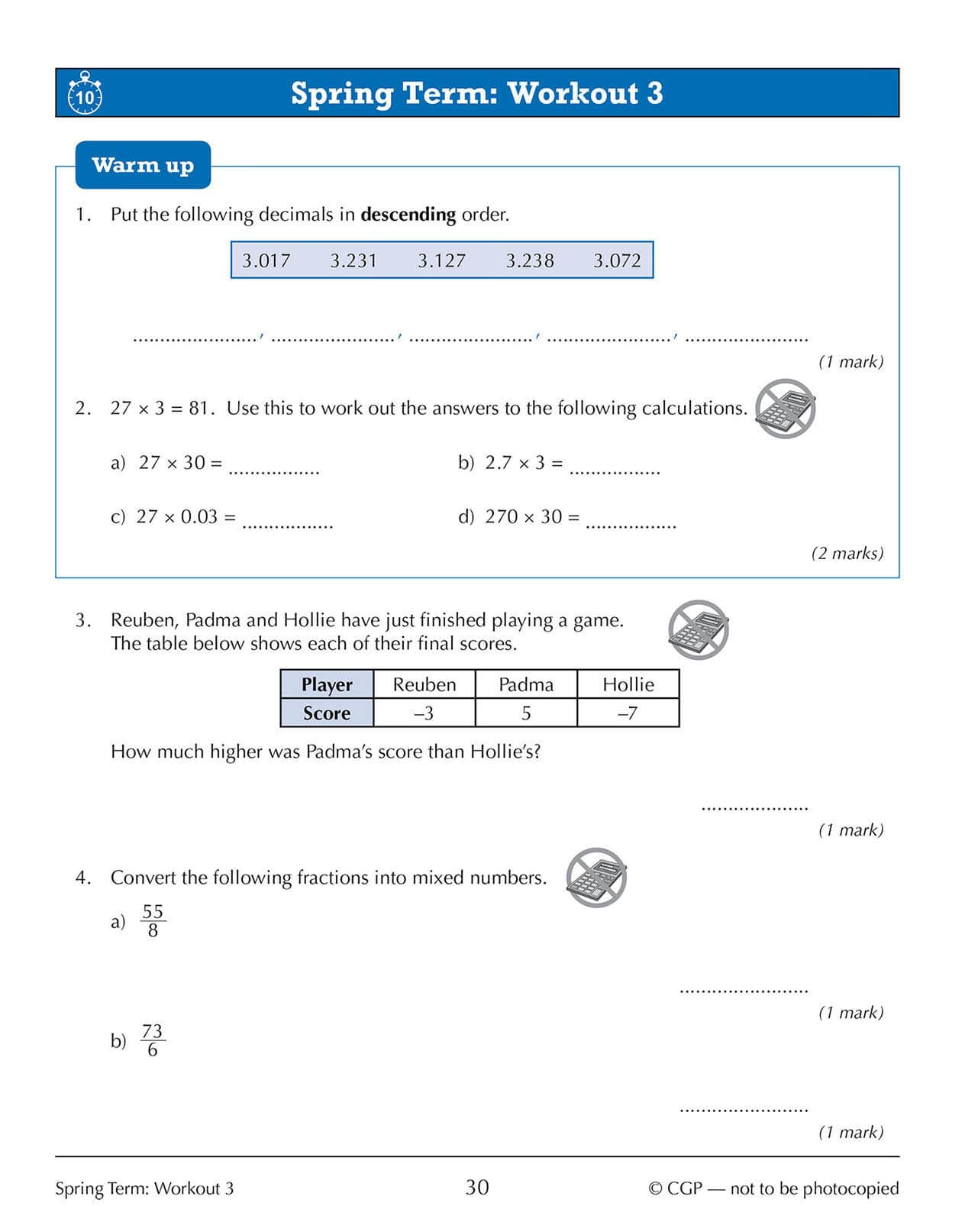 CGP New KS3 Maths 10-Minute Weekly Workouts - Year 7 | Catch-up & Home Learning 6