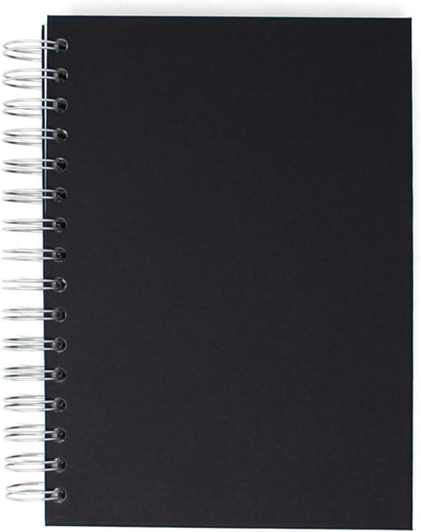 Artway Studio Skizzenbuch im A5-Format mit Spiralbindung – 170 g/m² Zeichenpapier, 48 Seiten, schwarzer Hardcover-Einband, silberne Spiralbindung 10