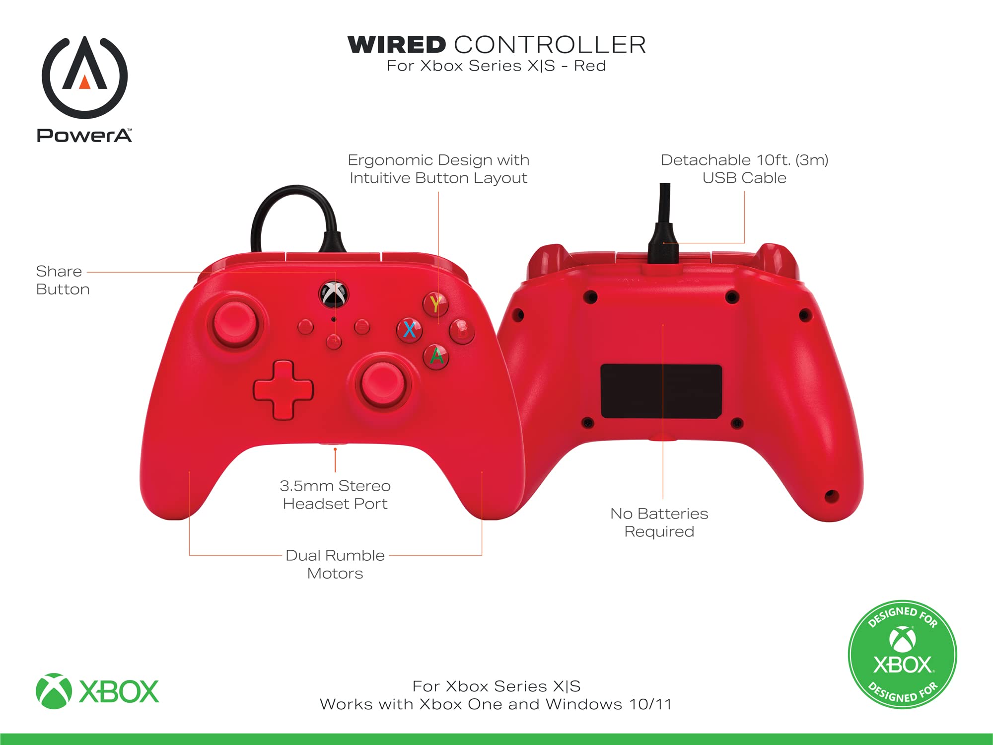 PowerA Wired Controller For Xbox Series X & S, Xbox One, PC, Windows 10 & 1 3