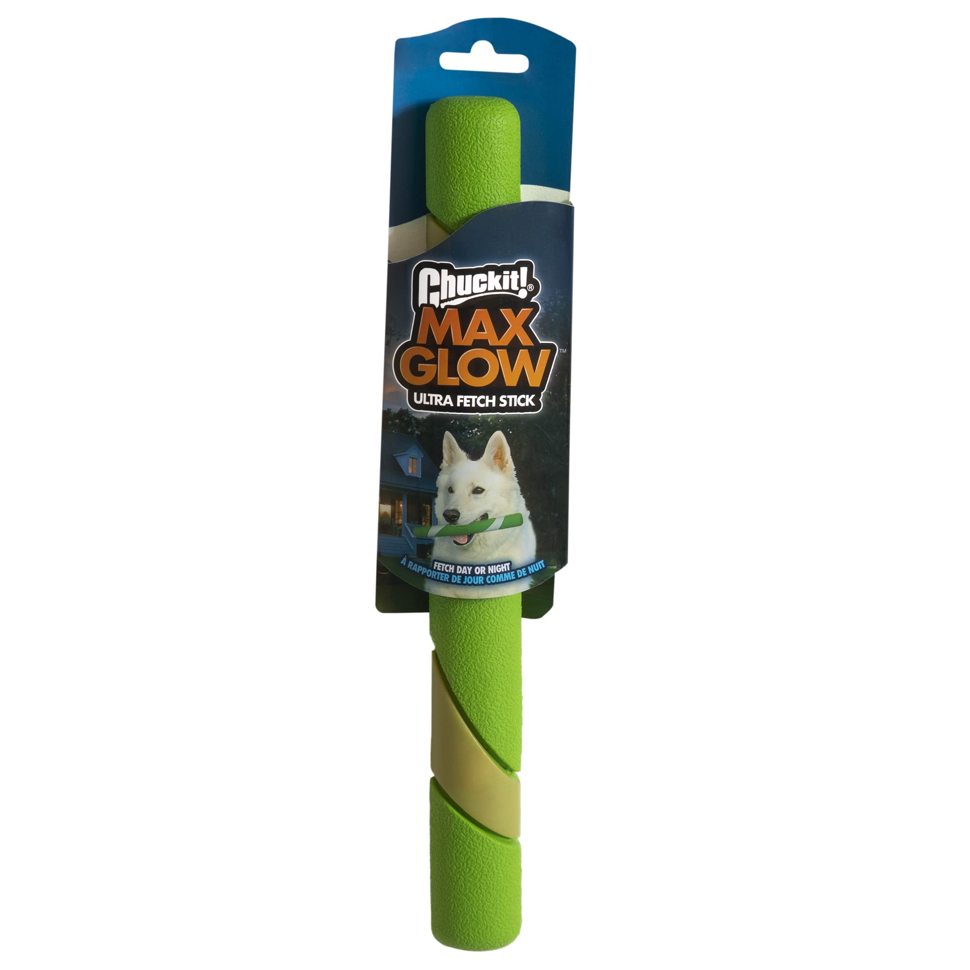 Chuckit! Max Glow Ultra Fetch Stick - Glow in the Dark Durable Rubber Dog Toy | 28cm
