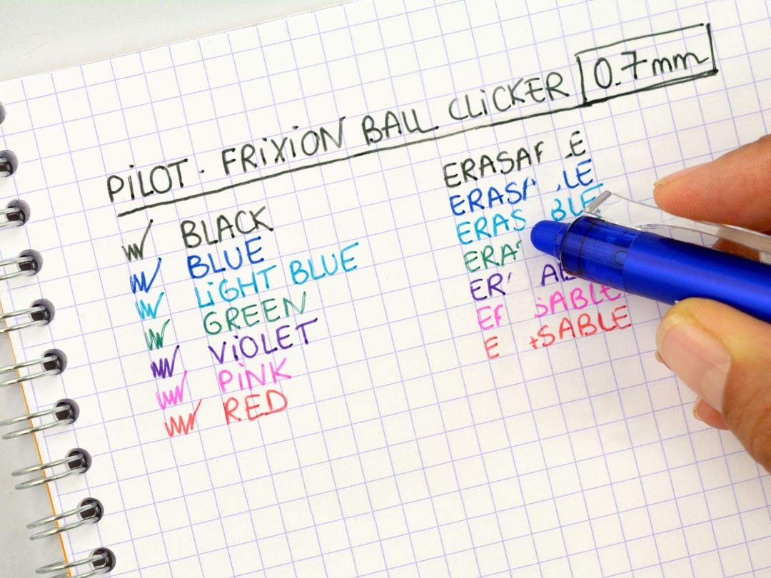 PILOT FriXion Ball Clicker Erasable Gel Rollerball Pen Set - Medium 0.7mm Tip | 1 Red Pen, 3 Refills 7