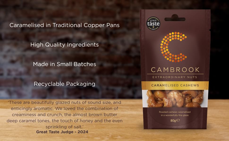 Cambrook Caramelised Cashews - Roasted & Glazed | 80g Bag