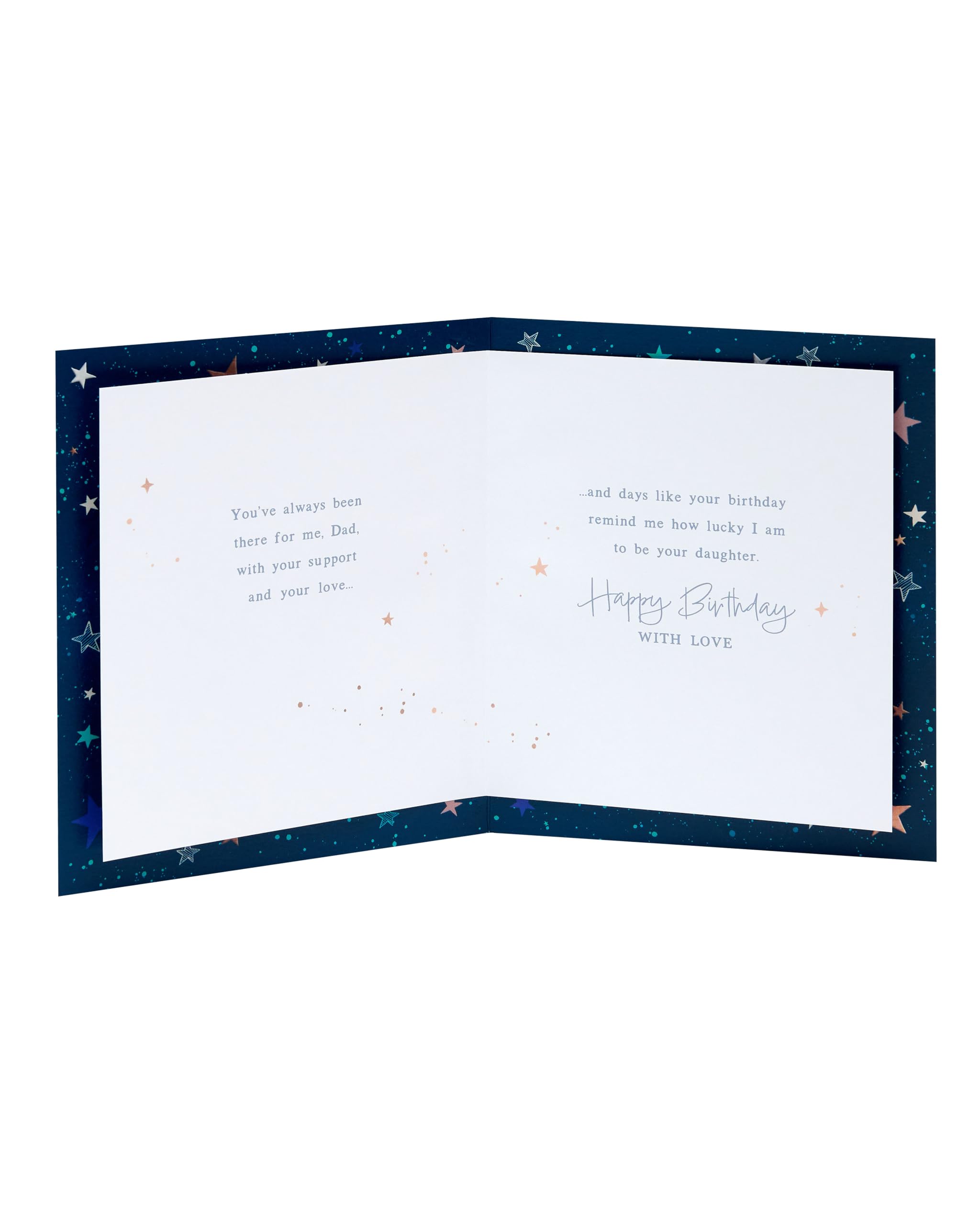 UK Greetings Dad from Daughter Birthday Card | Embossed Silver & Copper Foil | 165 x 190 mm
