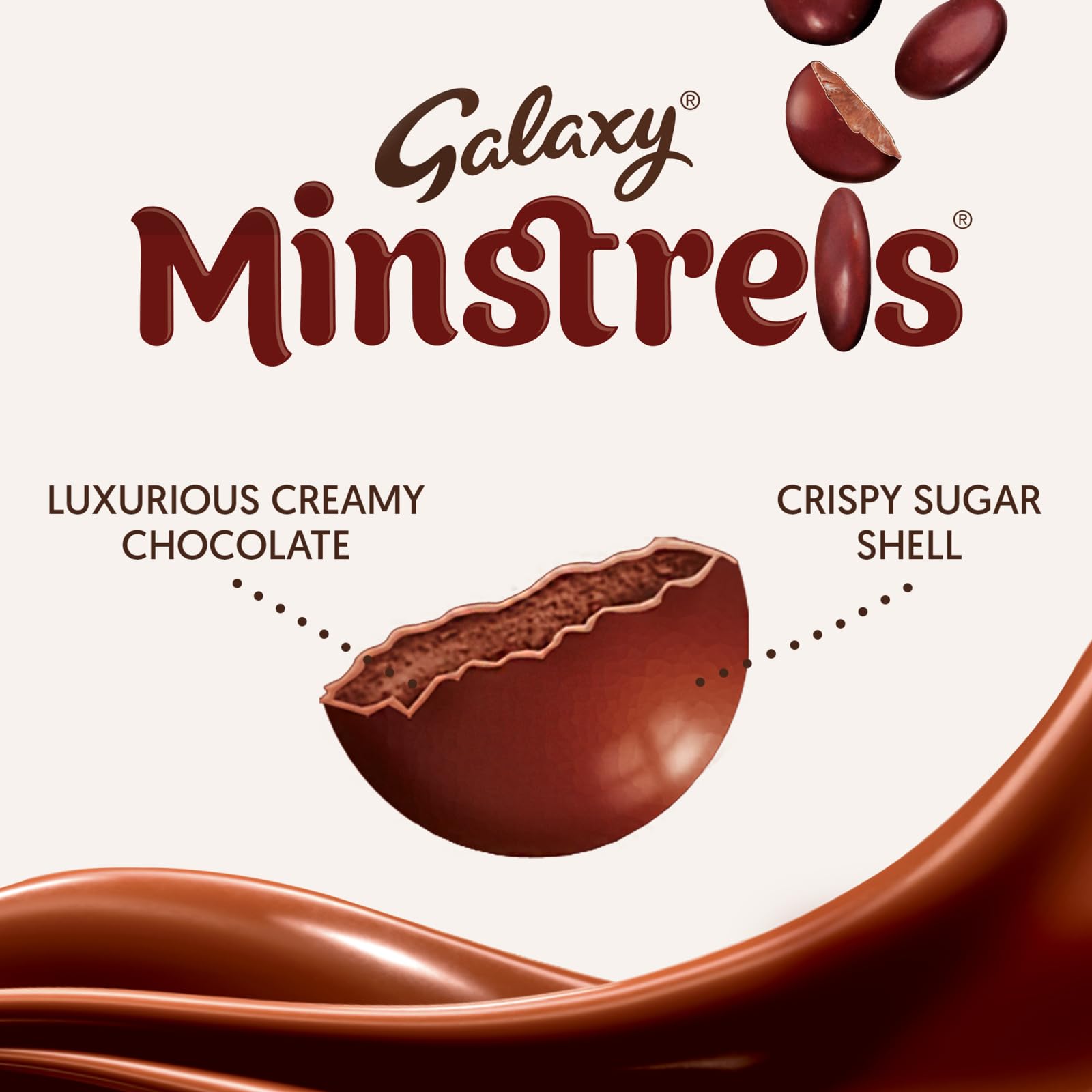 Galaxy Minstrels Milchschokolade, Großpackung – 40 Beutel à 42 g, zarte Schokolade mit knuspriger Zuckerhülle 3