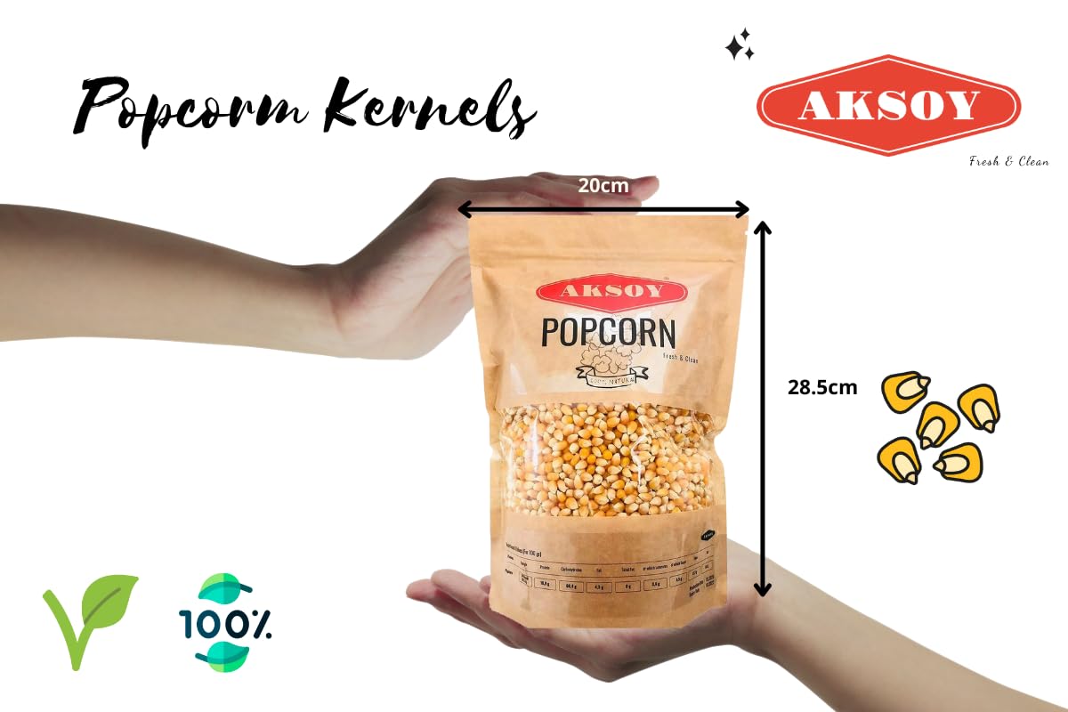 AKSOY Popping Corn Kernels - 1.25KG | Non-GMO Gourmet White Popcorn for Stovetop/Popper